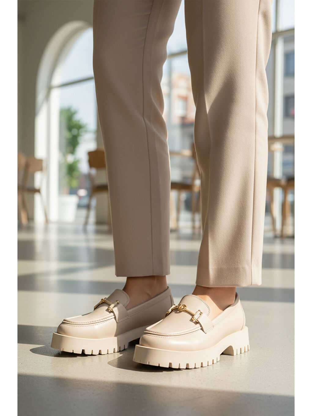 Bej Cilt Kalın Taban Kadın Casual Ayakkabı 547825 Z-2