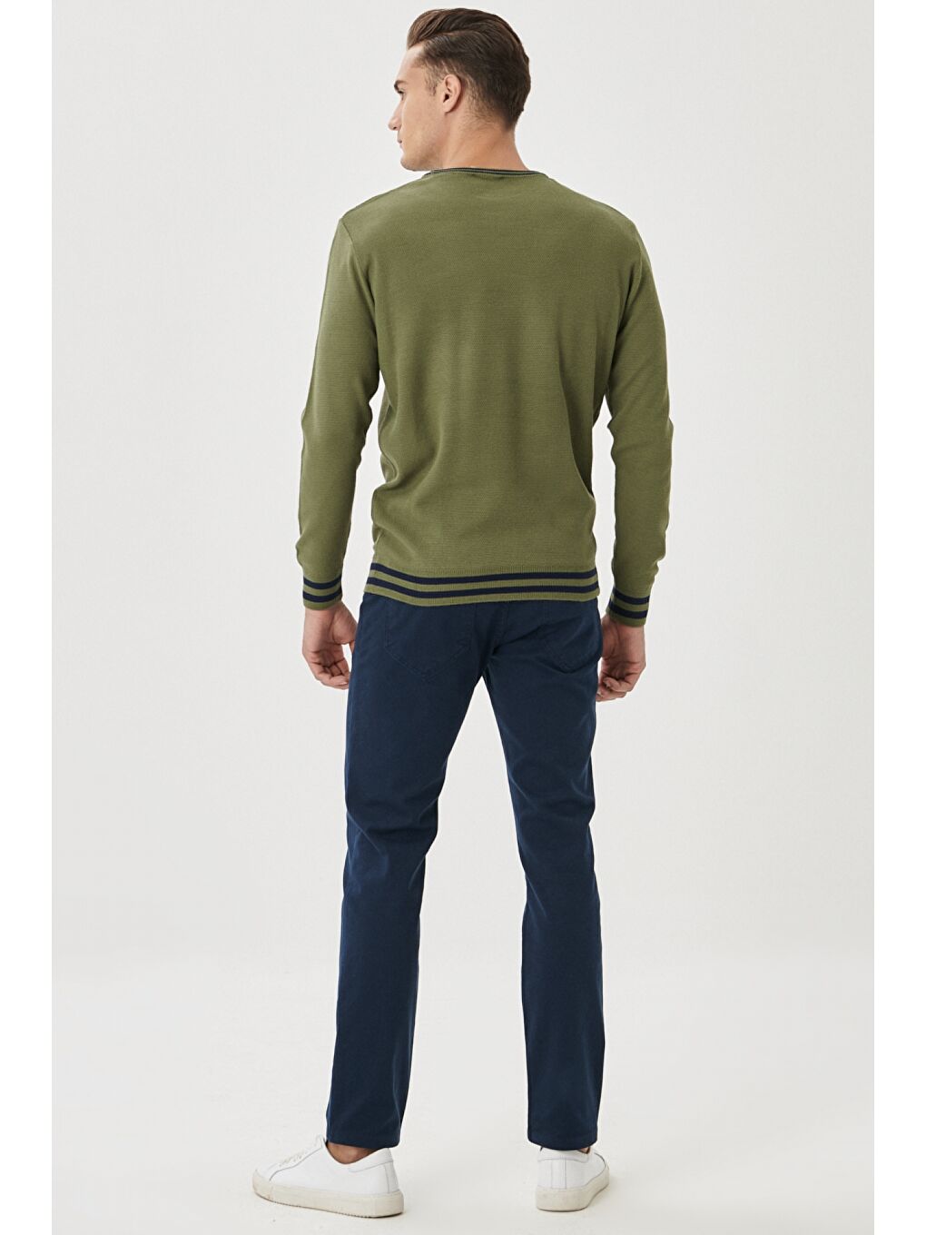 Erkek Lacivert Kanvas Slim Fit Dar Kesim 5 Cep Pantolon-4