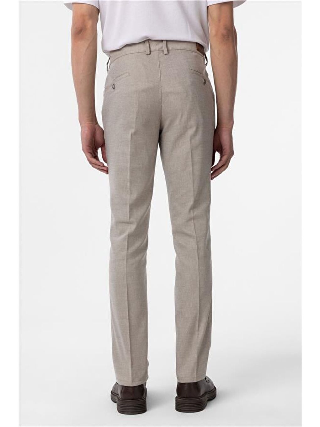 Bej Regular Armürlü Pantolon-5