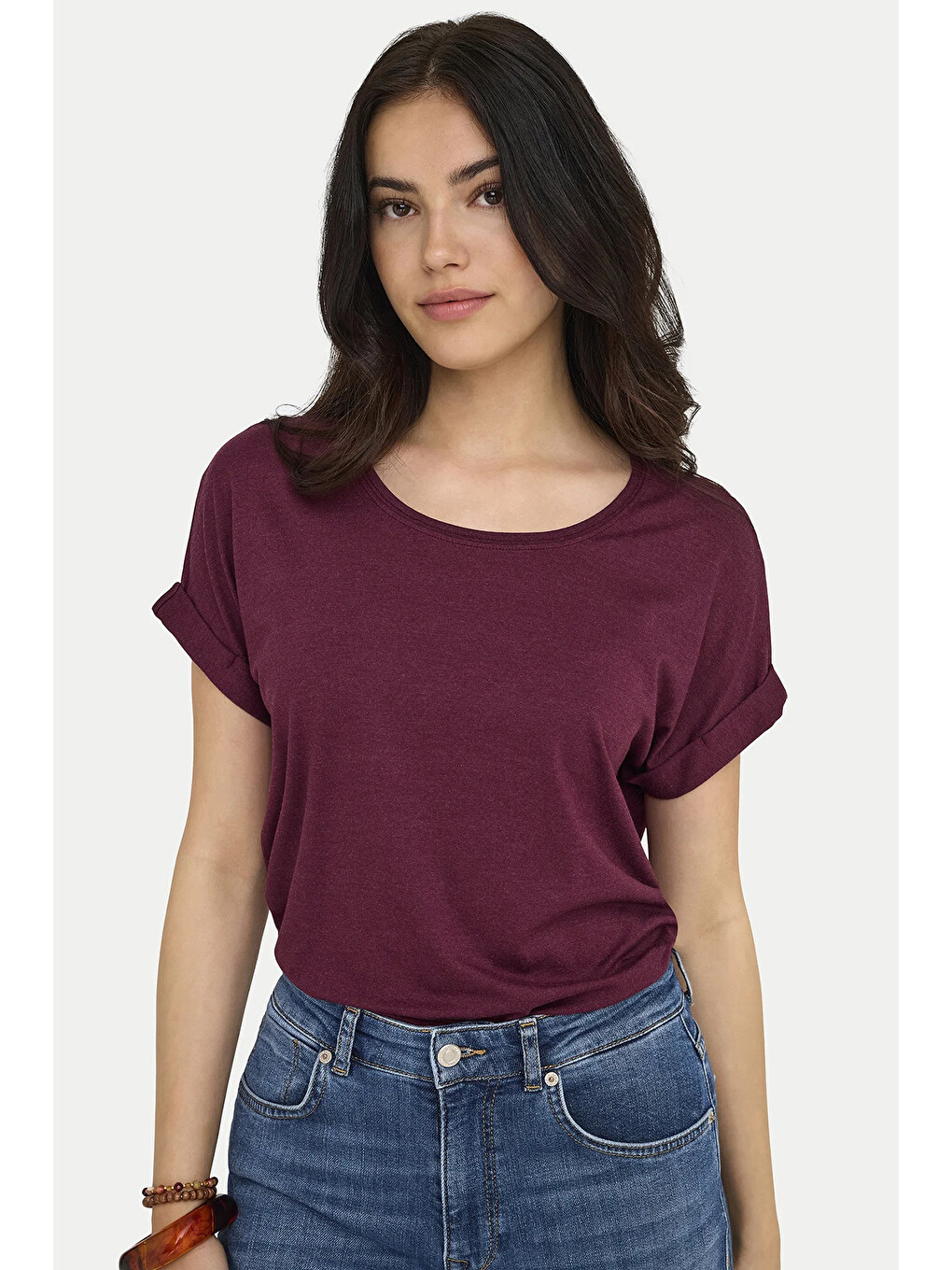 Kırmızı Regular Fit Bisiklet Yaka Onlmoster Kadın T Shirt 15106662
