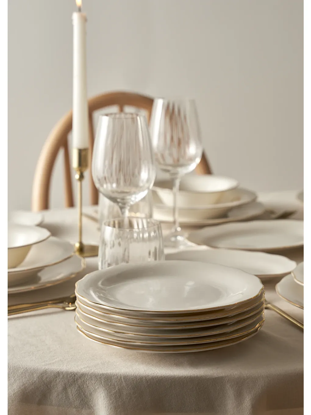 Sarı Victoria Porselen 24 Parça 6 Kişilik Yemek Takımı Gold-5