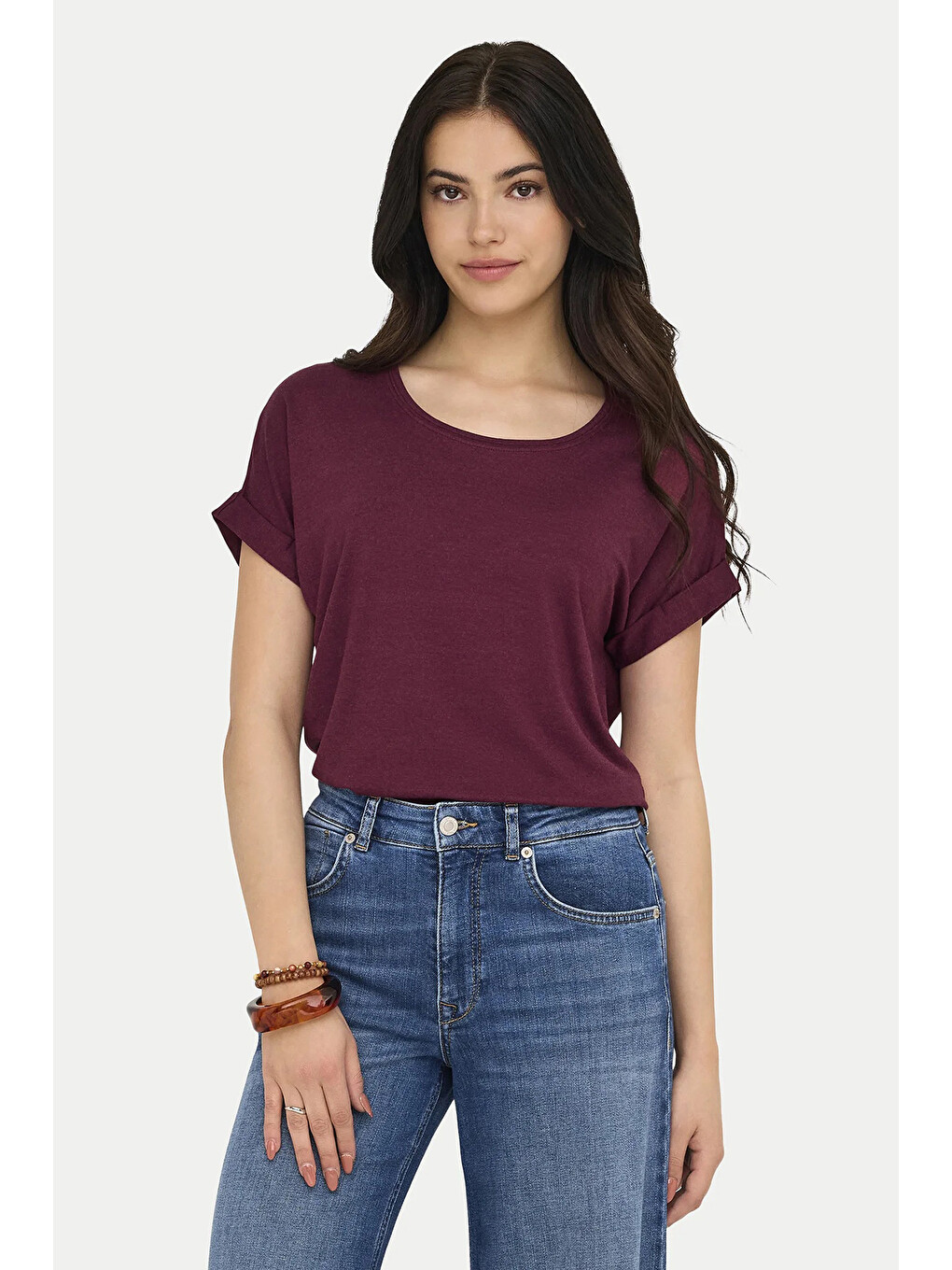 Kırmızı Regular Fit Bisiklet Yaka Onlmoster Kadın T Shirt 15106662-1