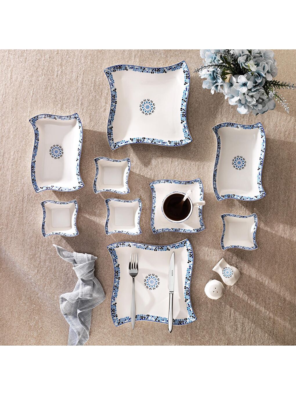 Twist Kahvaltı Takımı-32 Parça-Mavi