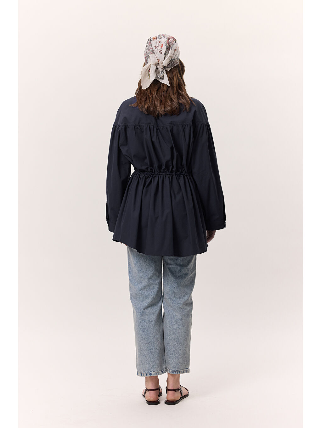 Büzgü Bağlama Detaylı Tunik Lacivert-2