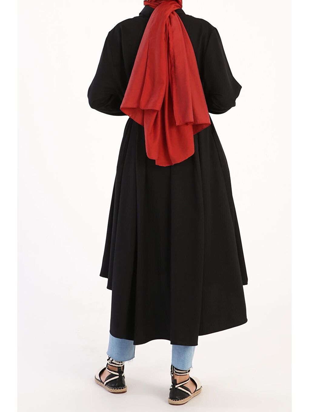 Siyah Kemerli Düğmeli Salaş Gömlek Tunik-3