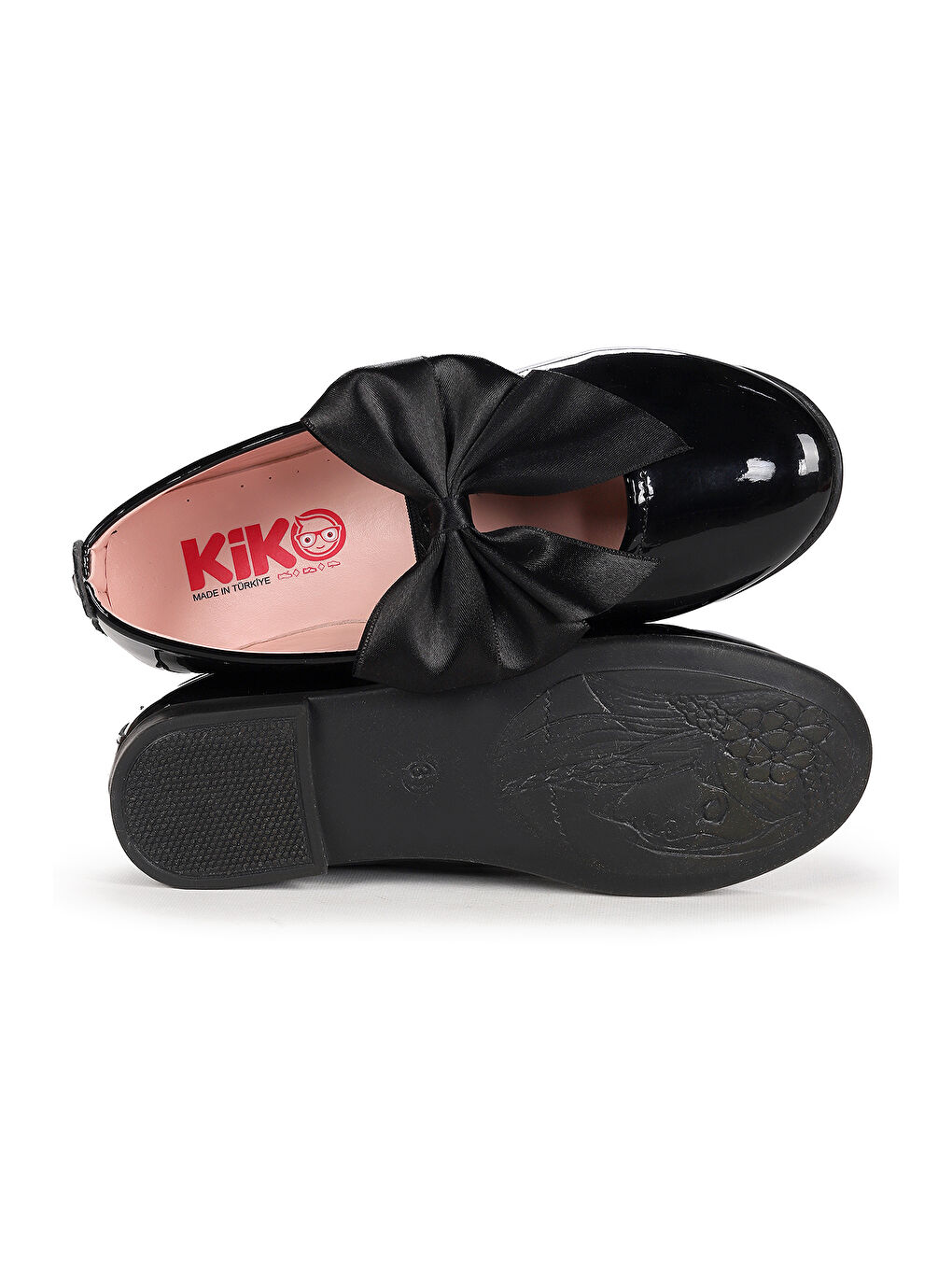 Siyah Tari Rugan Fiyonk Lastikli Kız Çocuk Babet Ayakkabı-4