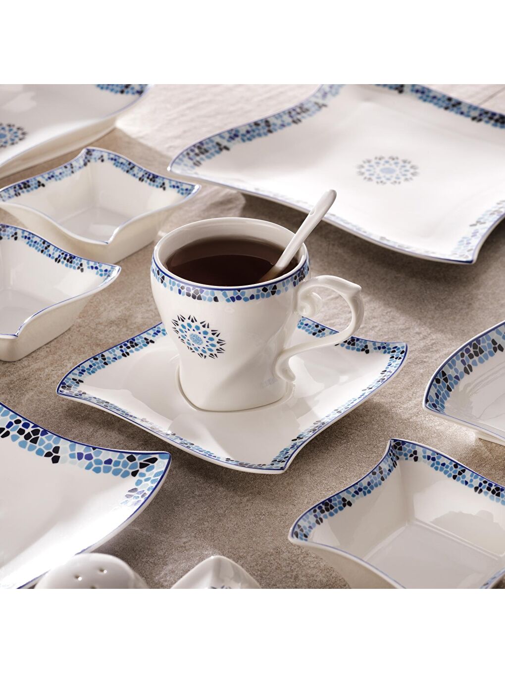 Twist Kahvaltı Takımı-32 Parça-Mavi-1