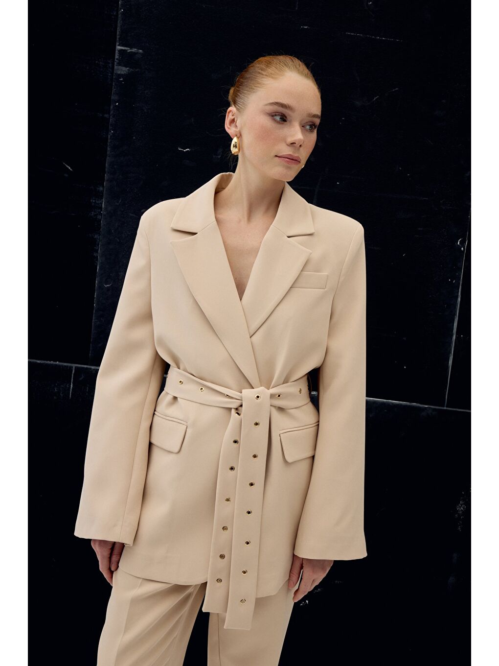 Serana Kuşak Detaylı Ceket - Bej-3