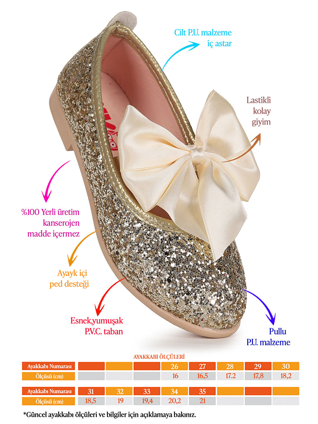 Sarı Tari Cam Kırığı Fiyonk Lastikli Kız Çocuk Babet Ayakkabı-1