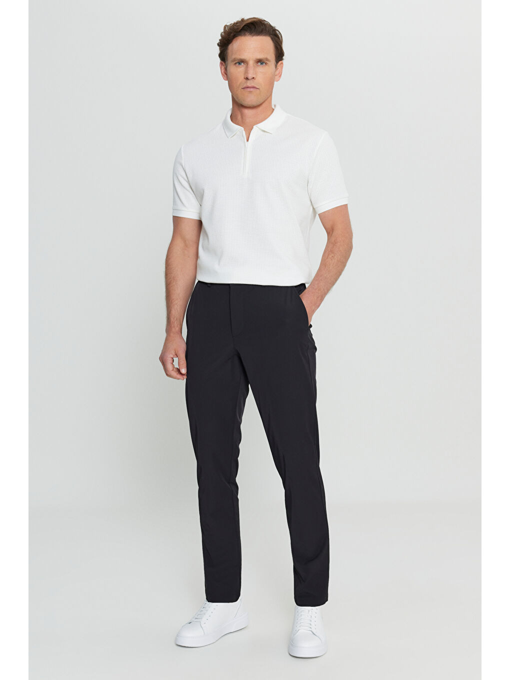 Erkek Siyah 360 Her Yöne Esneyen Comfort Fit Rahat Kesim Beli Lastikli Casual Pantolon-2