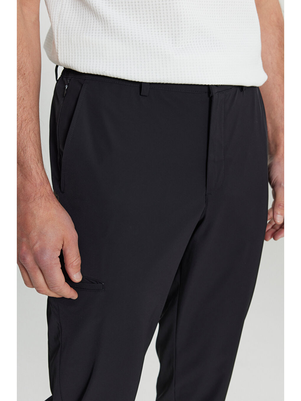 Erkek Siyah 360 Her Yöne Esneyen Comfort Fit Rahat Kesim Beli Lastikli Casual Pantolon-3