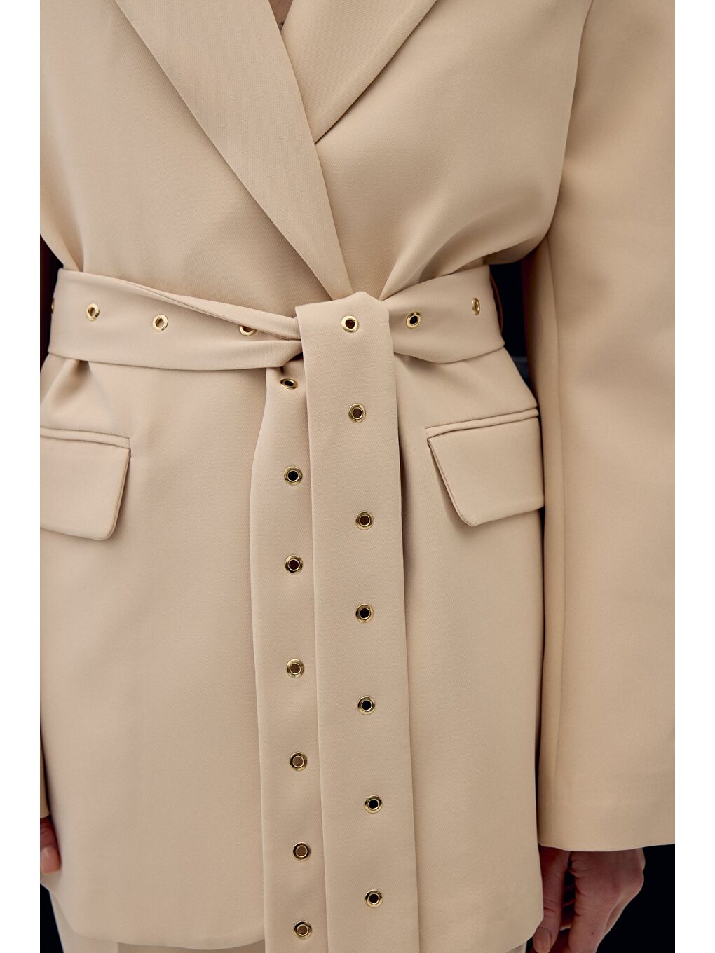 Serana Kuşak Detaylı Ceket - Bej-5