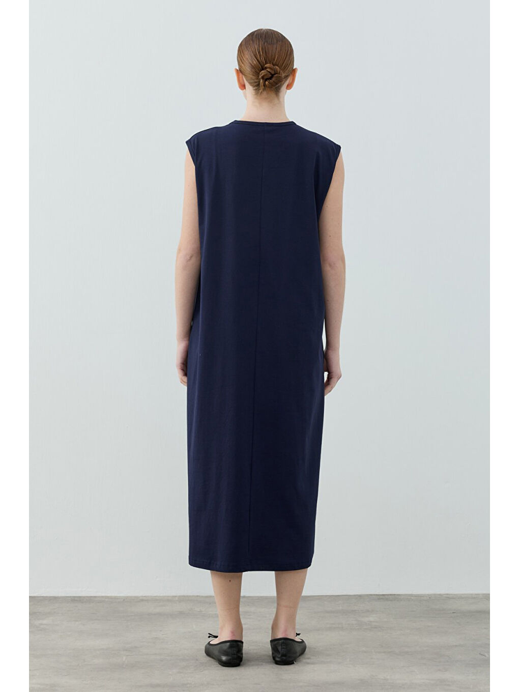 Sıfır Kol Pamuklu İç Elbise 1808 Lacivert-2