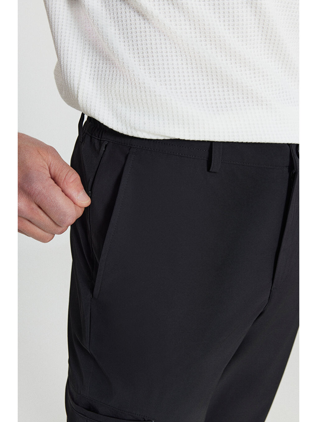 Erkek Siyah 360 Her Yöne Esneyen Comfort Fit Rahat Kesim Beli Lastikli Casual Pantolon-4