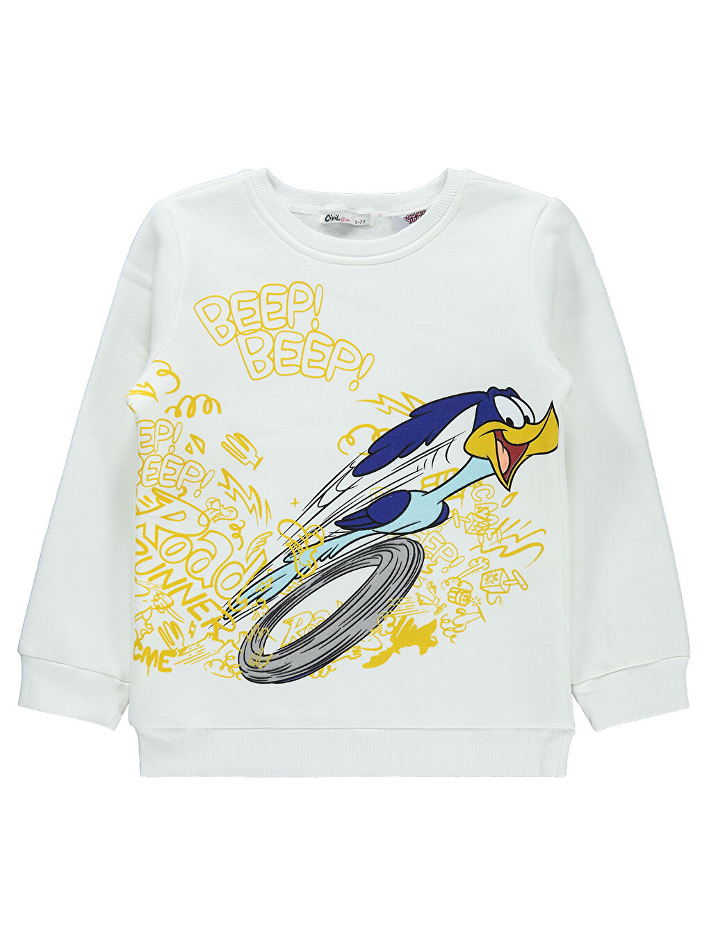 Civil Road Runner Kız Çocuk Sweatshirt 6-9 Yaş Ekru