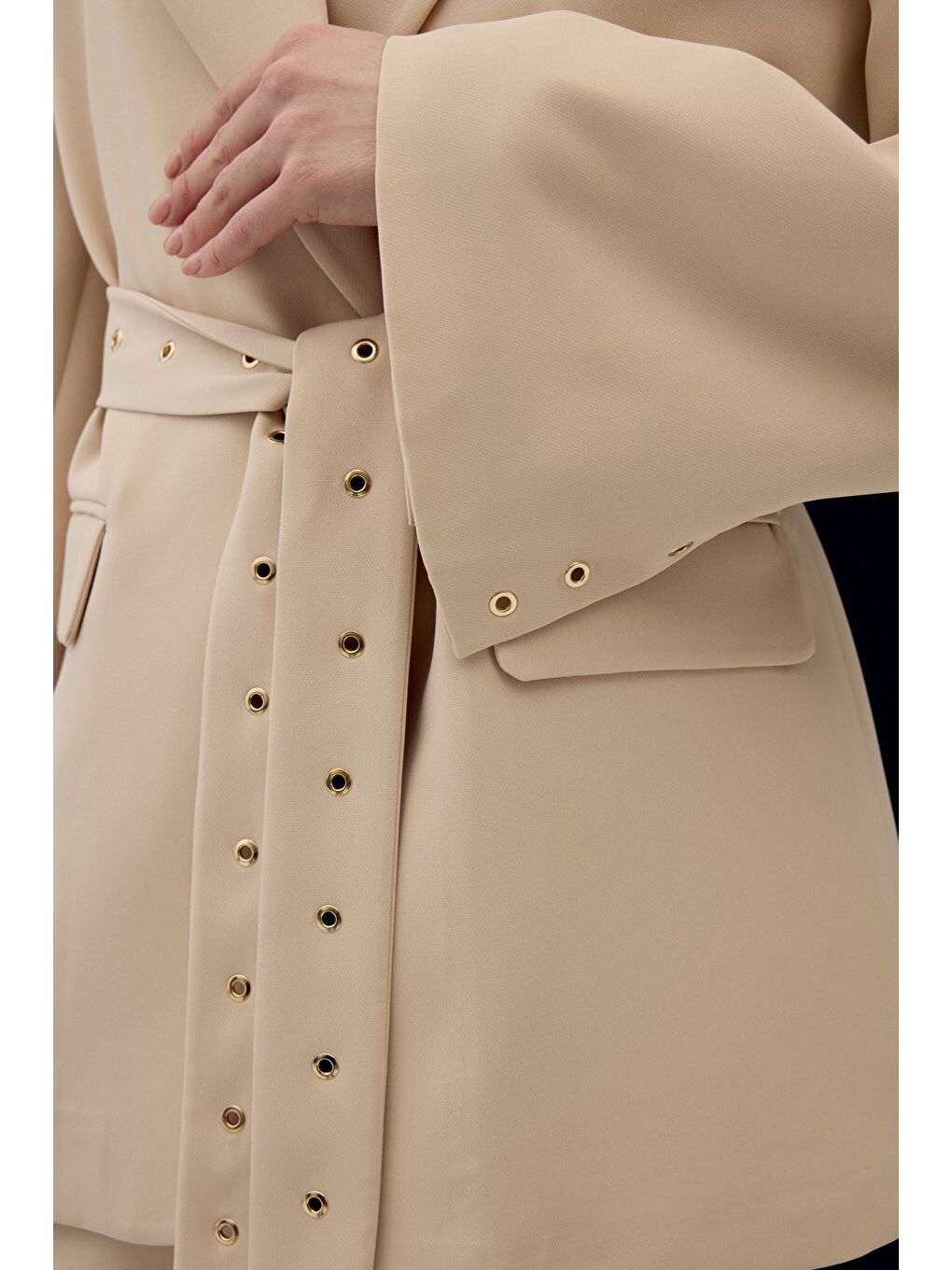 Serana Kuşak Detaylı Ceket - Bej-6