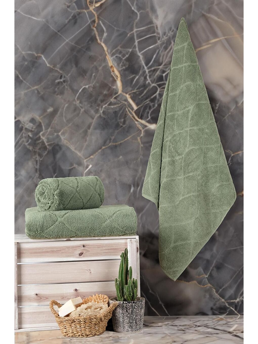 Yeşil Voli Micro Pamuk Banyo Havlusu 70x140 cm-2