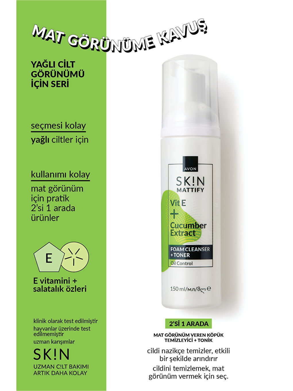 SK!N Mat Görünüm Veren Köpük Temizleyici + Tonik 150 Ml.-2