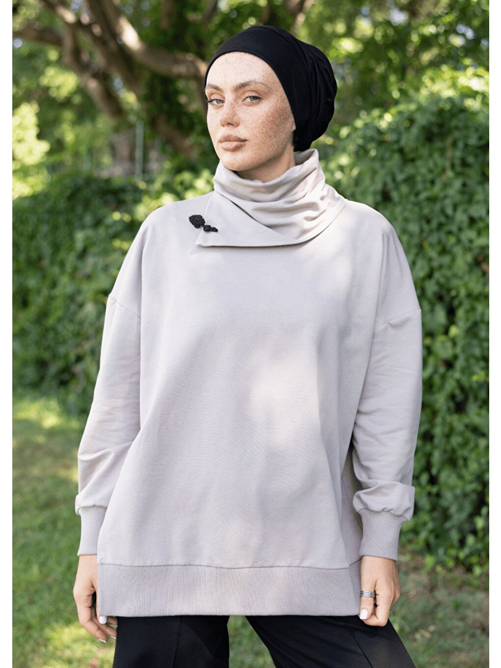 Bej Tesettür Eşofman Üstü - Japon-5