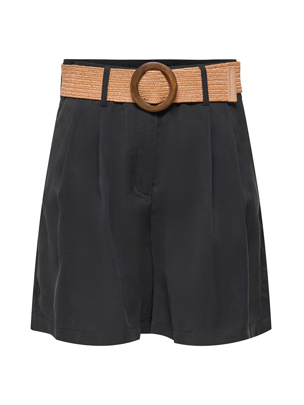 Siyah Onlibiza Modal Kumaş Yüksek Bel Kemerli Short 15370298-5