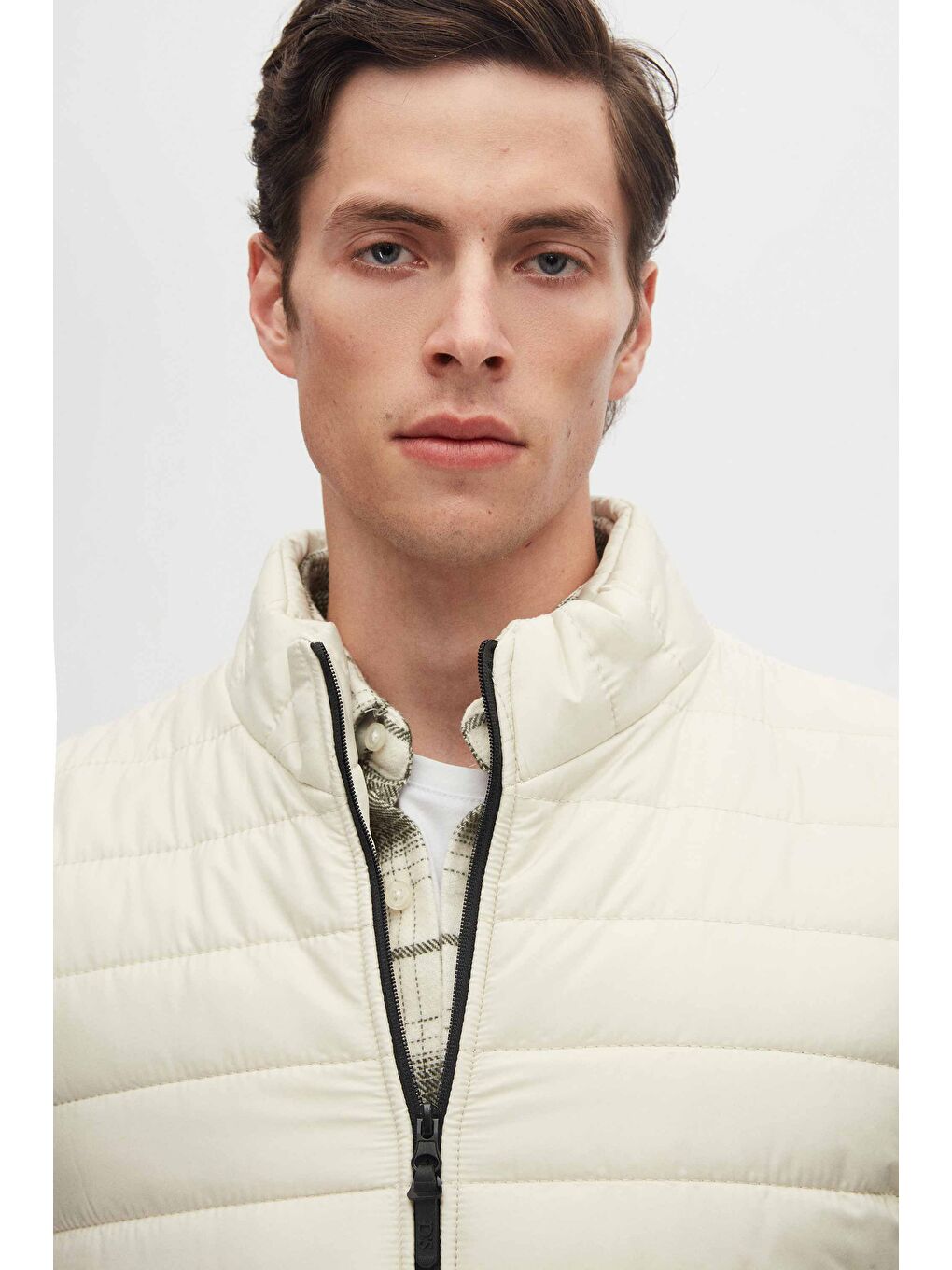 Bej Slim Fit Taş Rüzgar Geçirmez Elyaf Dolgulu Şişme Mont-2