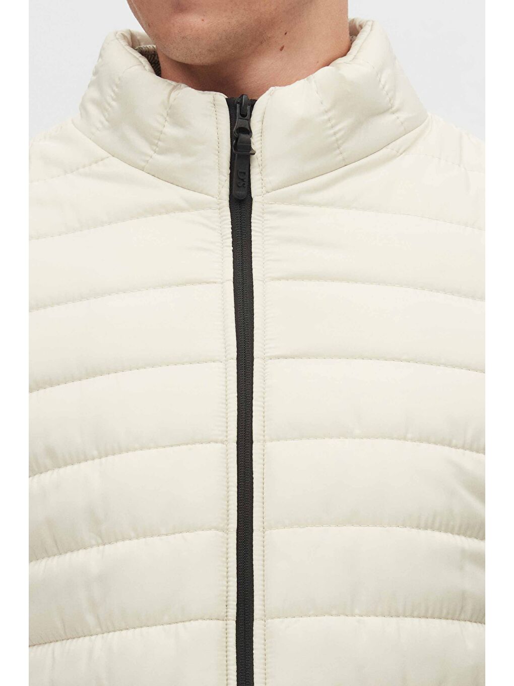 Bej Slim Fit Taş Rüzgar Geçirmez Elyaf Dolgulu Şişme Mont-3