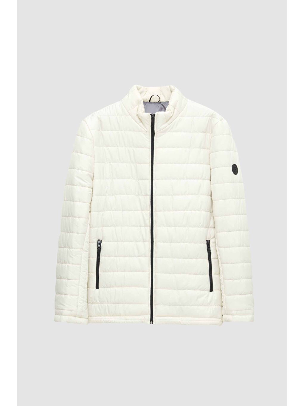 Bej Slim Fit Taş Rüzgar Geçirmez Elyaf Dolgulu Şişme Mont-4