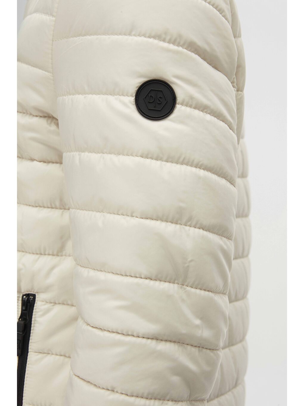 Bej Slim Fit Taş Rüzgar Geçirmez Elyaf Dolgulu Şişme Mont-6