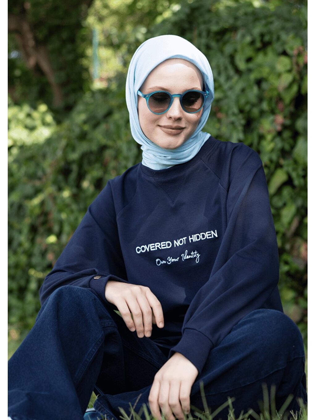 Lacivert Tesettür Eşofman Üstü- Not Hidden