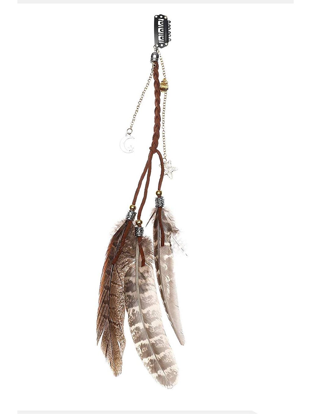 Kahverengi Boho Girl Doğal Tüylü Uzun Saç Aksesuarı