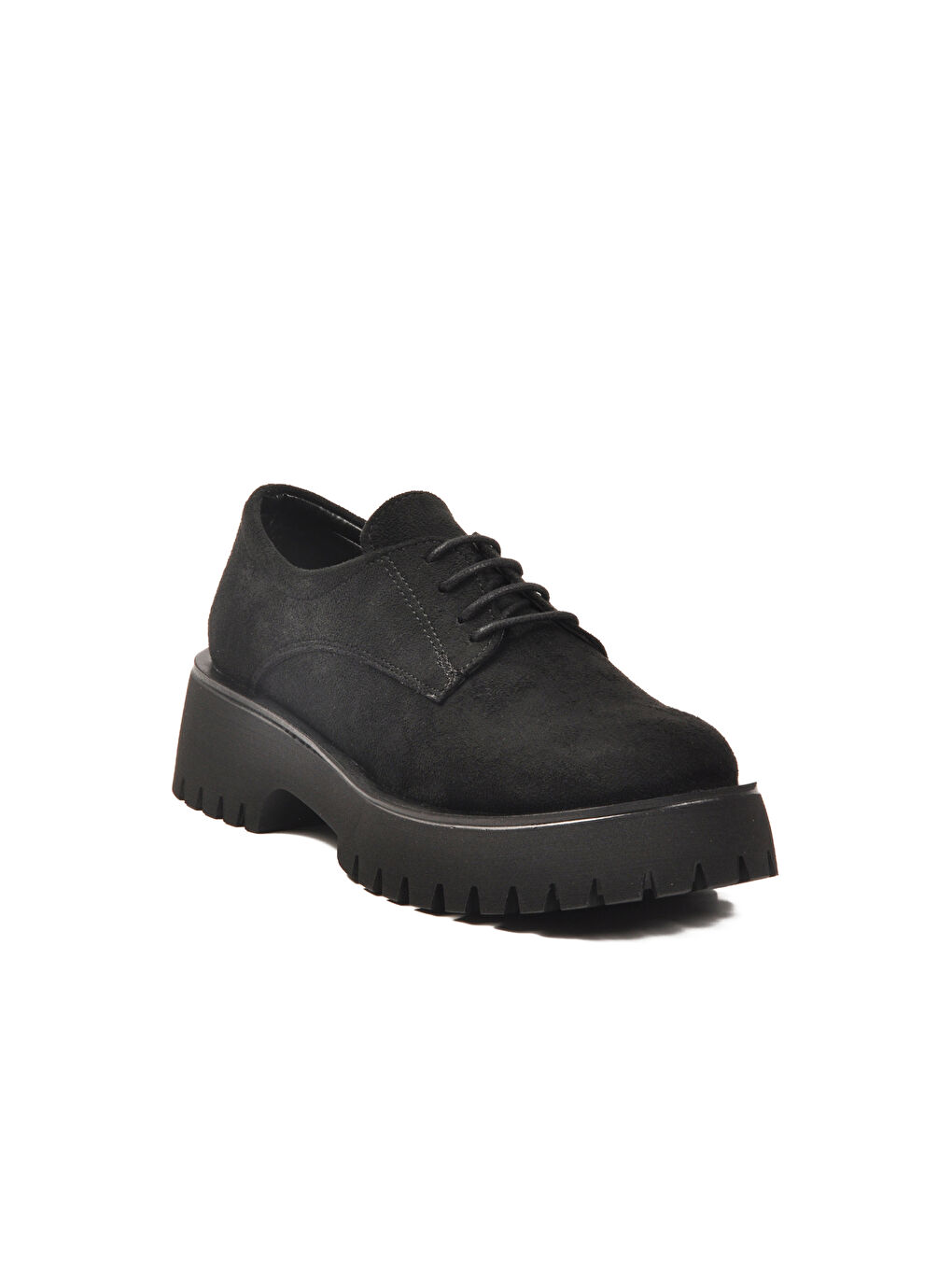 Siyah Süet Kalın Taban Kadın Casual Ayakkabı 572451 Z-3