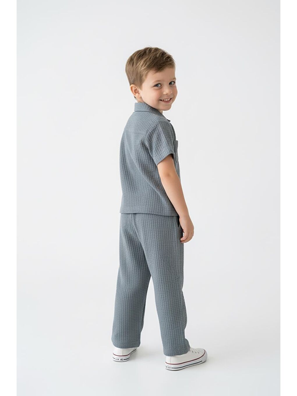 Bej Gofreli Yazlık Gömlek 2li Takım-1