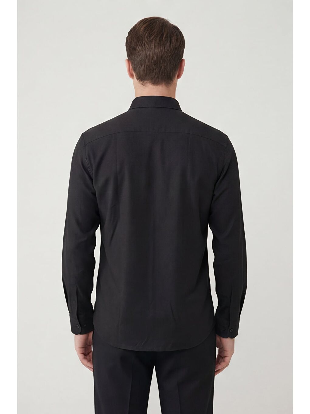 Giotelli Erkek Siyah Dar Kesim Slim Fit Dokuma Klasik Yaka Gömlek-3