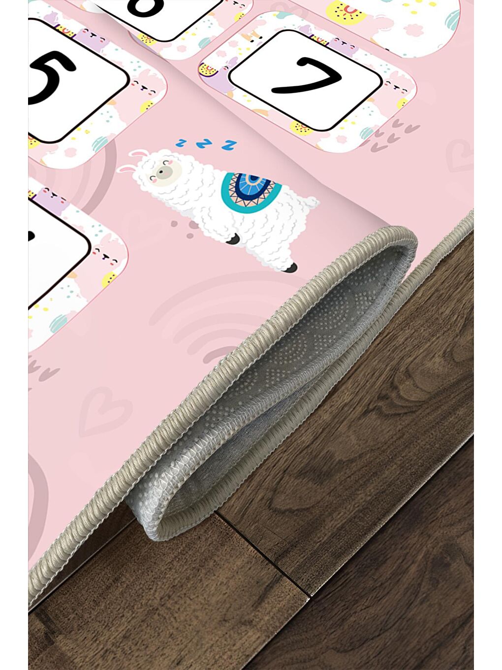 Pembe Dekoratif Özel Tasarım Yıkanabilir, Modern Çocuk Halısı  60x100-3