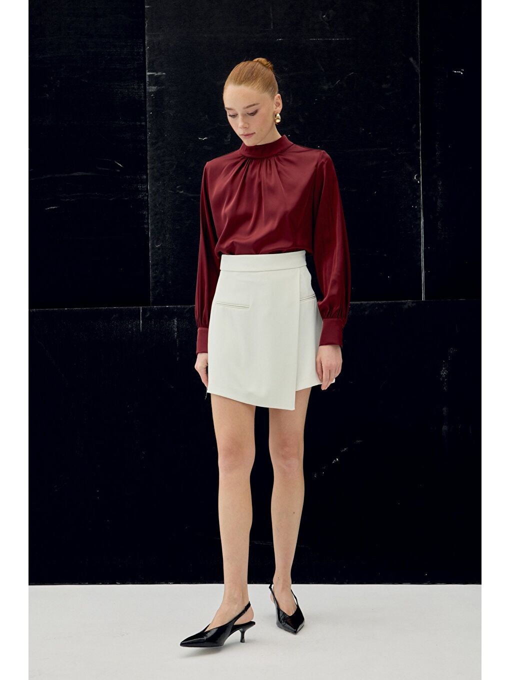 Talia Şort Etek - Ekru-2