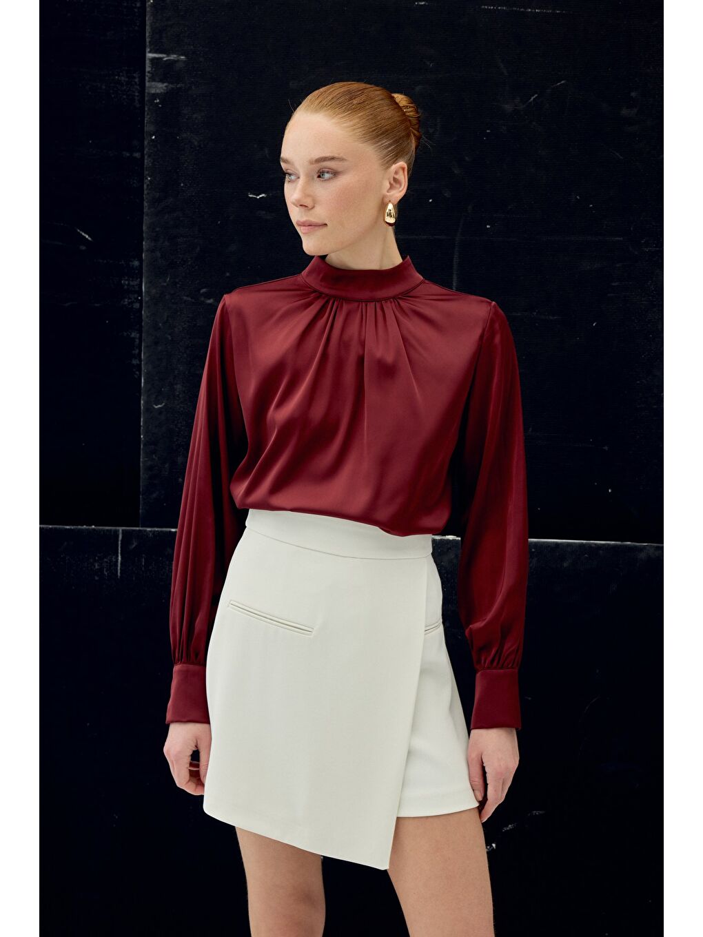 Talia Şort Etek - Ekru-3