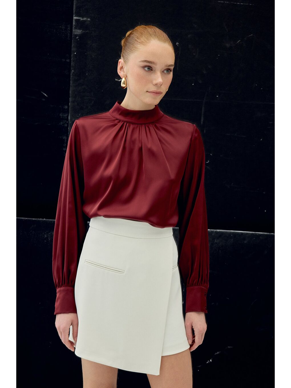 Talia Şort Etek - Ekru-4