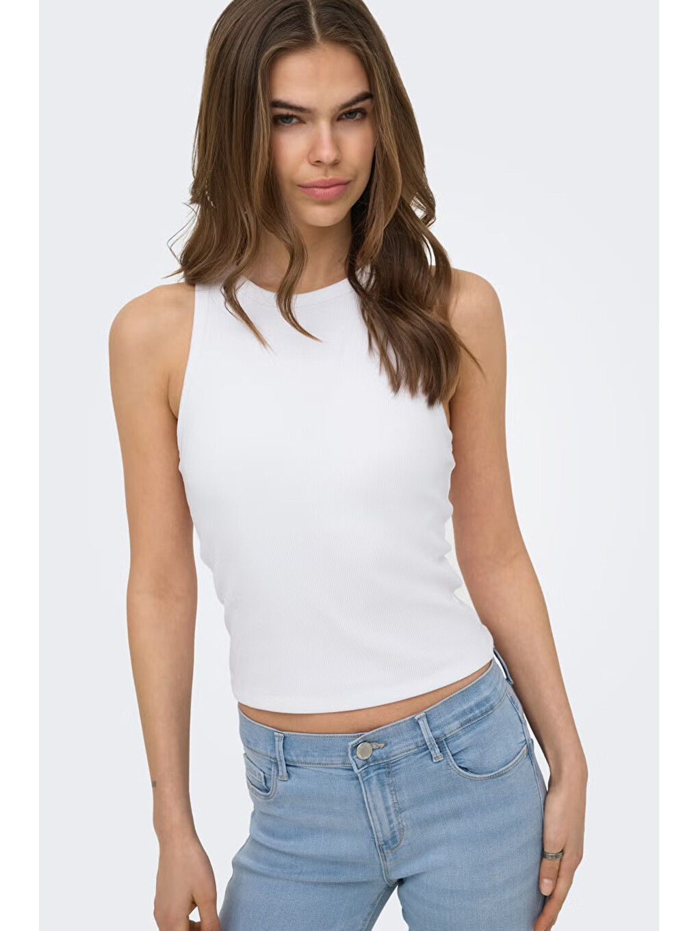 Beyaz Onlval Pamuklu Slim Fit Sıfır Yaka Fitilli Atlet 15381855-1