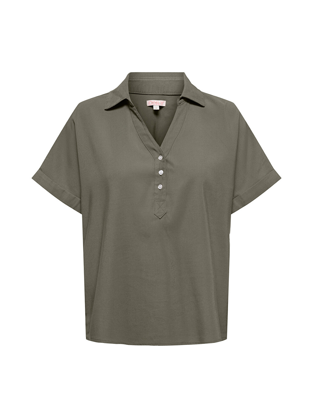 Yeşil Onlaris Loose Fit Klasik Yaka Düğmeli Bluz 15364279