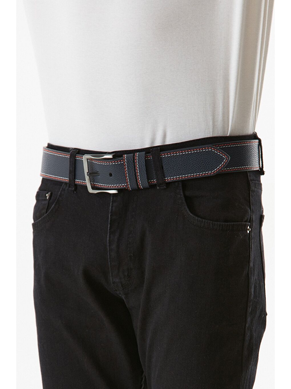 Lacivert Spor Suni Deri Kemer-1