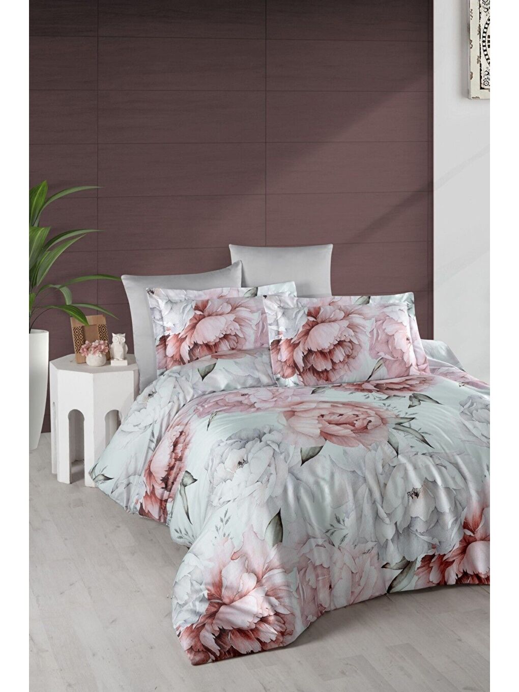 Bej Lyocell Çift Kişilik Nevresim Takımı Pamıra