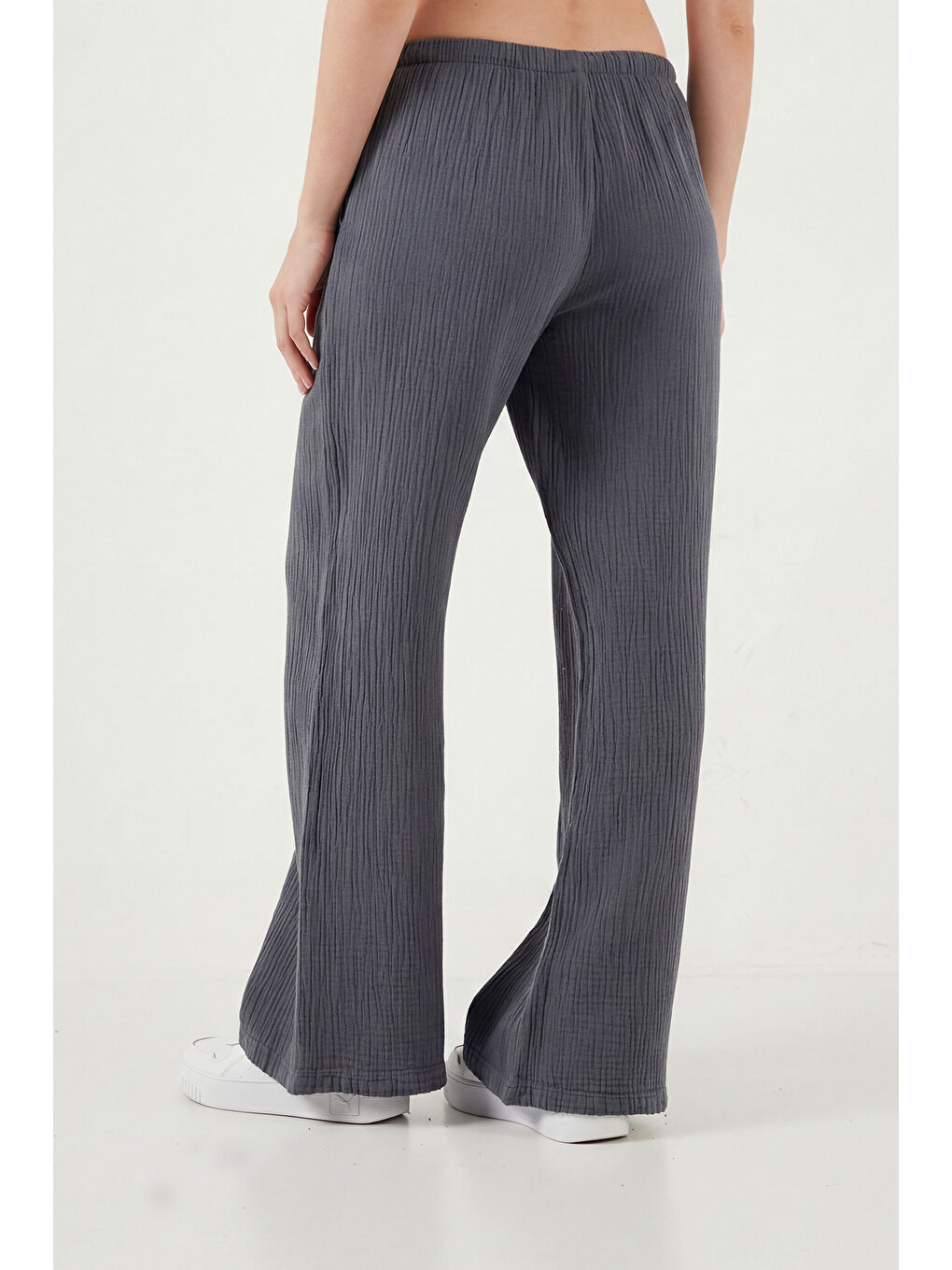 Antrasit Pamuklu Relaxed Fit Geniş Paça Müslim Kadın Pantolon 668YP5502-6