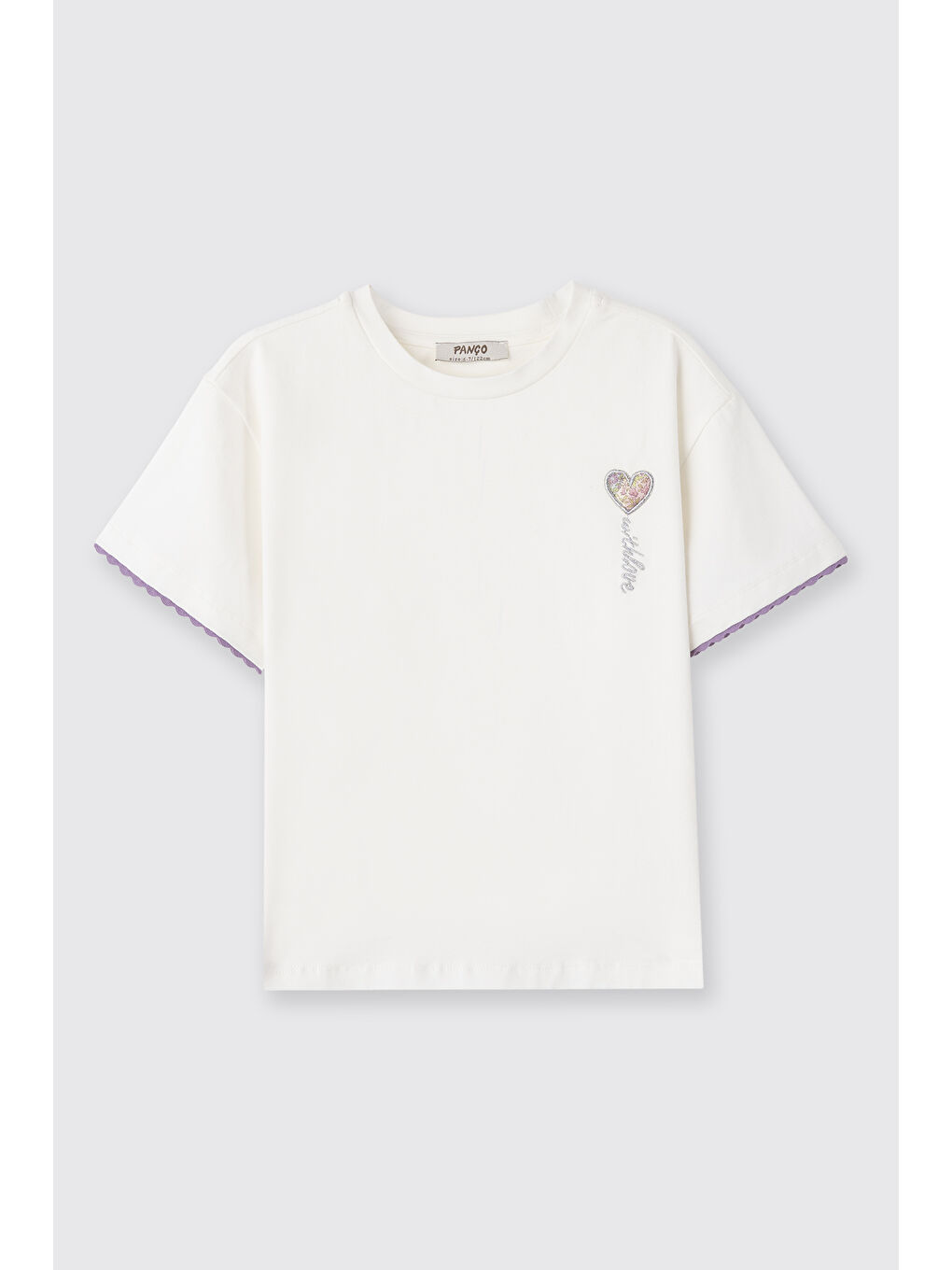 Beyaz Liberty Kumaş Nakış Detaylı Kız Çocuk Tişört-2