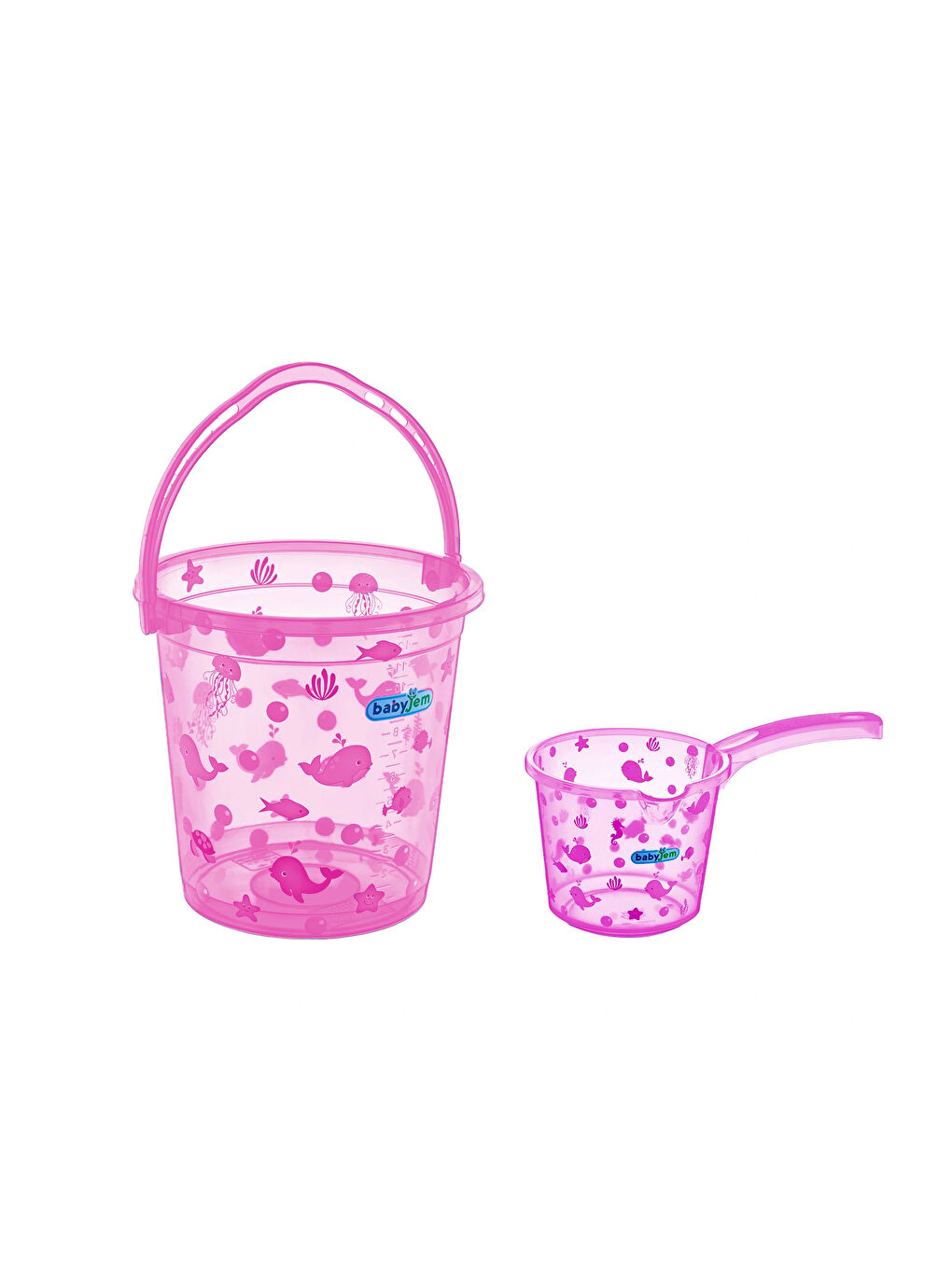 923 Şeffaf Kova & Maşrapa Set Pembe Desenli-1