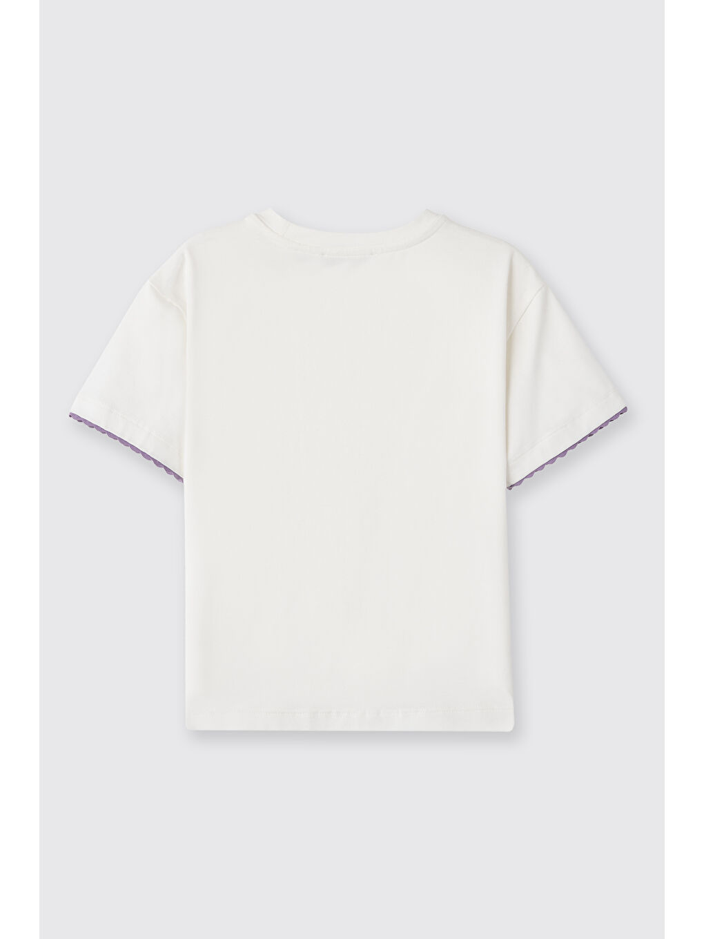 Beyaz Liberty Kumaş Nakış Detaylı Kız Çocuk Tişört-3