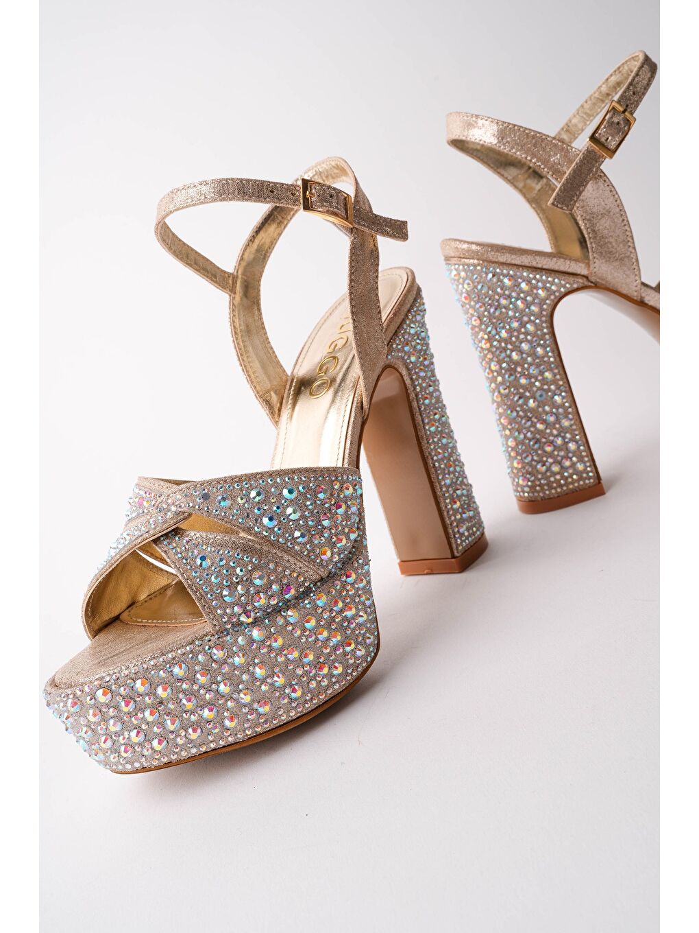 Sarı BRİDE Taşlı Platform Topuklu Nikah Düğün Gelin Ayakkabısı-1