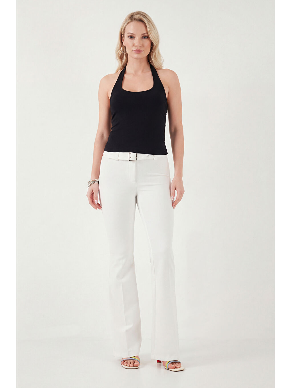 Siyah Slim Fit Halter Yaka Sırt Dekolteli İkili Paket Bluz 5866664-5