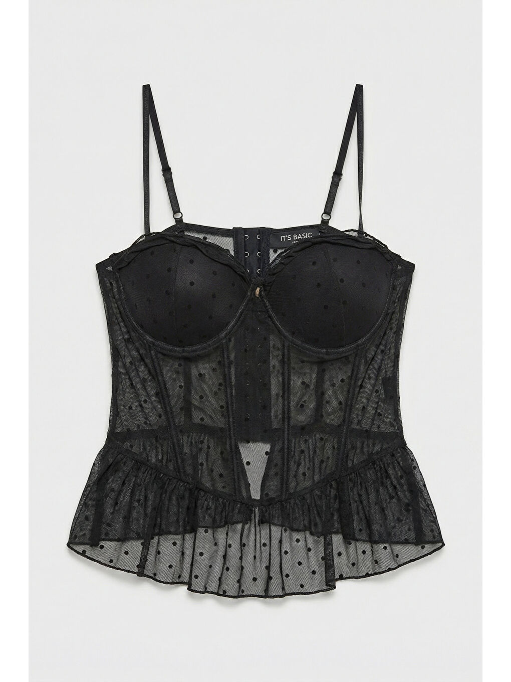 Kadın Siyah w5 Balenli Cup Destekli Askılı Büstiyer-1