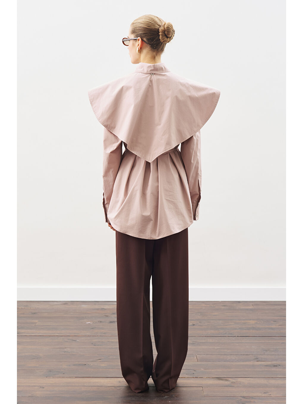 Üçgen Fularlı Oversıze Gömlek Soft Pembe-6