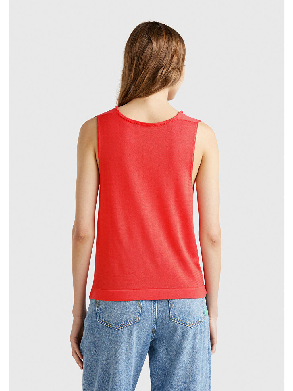 Kadın Turuncu %100 Liyosel Kolsuz Regular Fit Kazak-2